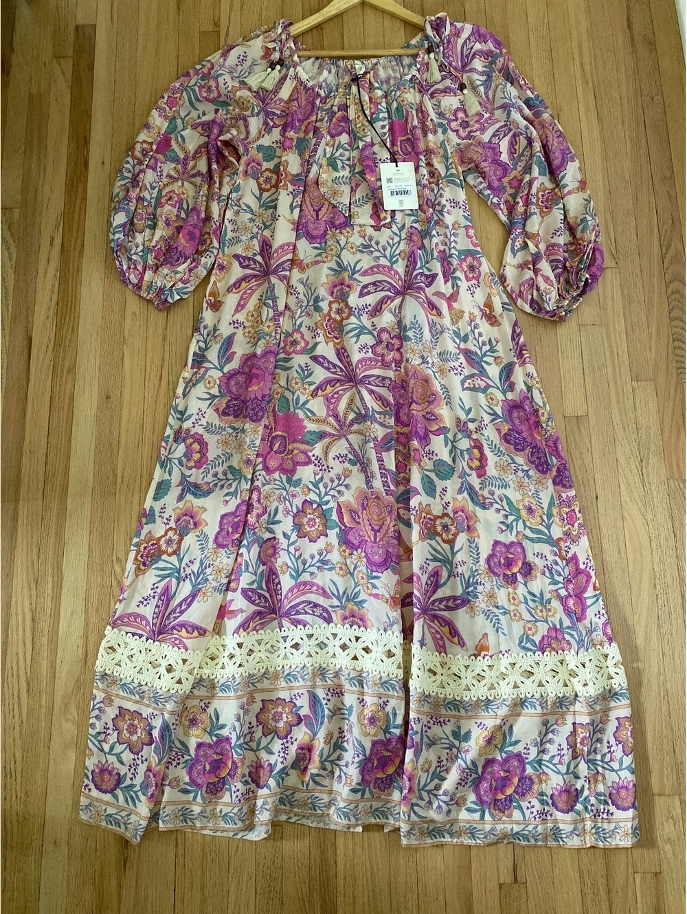 Spell Mojave Lily Gown Opal Boho Peasant Long Sleeve Flowy Festival Luxury Sm